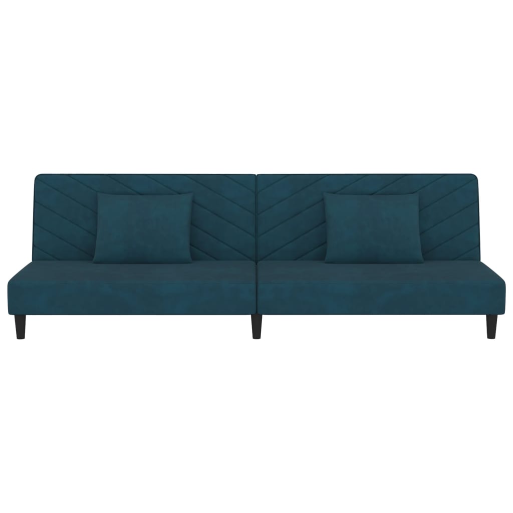 Slaapbank 2-zits met 2 kussens fluweel blauw