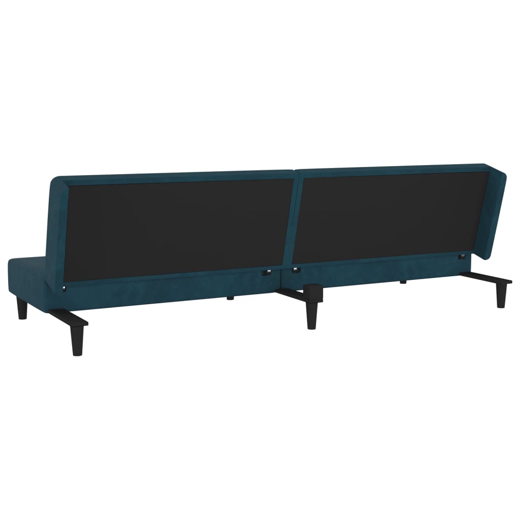Slaapbank 2-zits met 2 kussens fluweel blauw