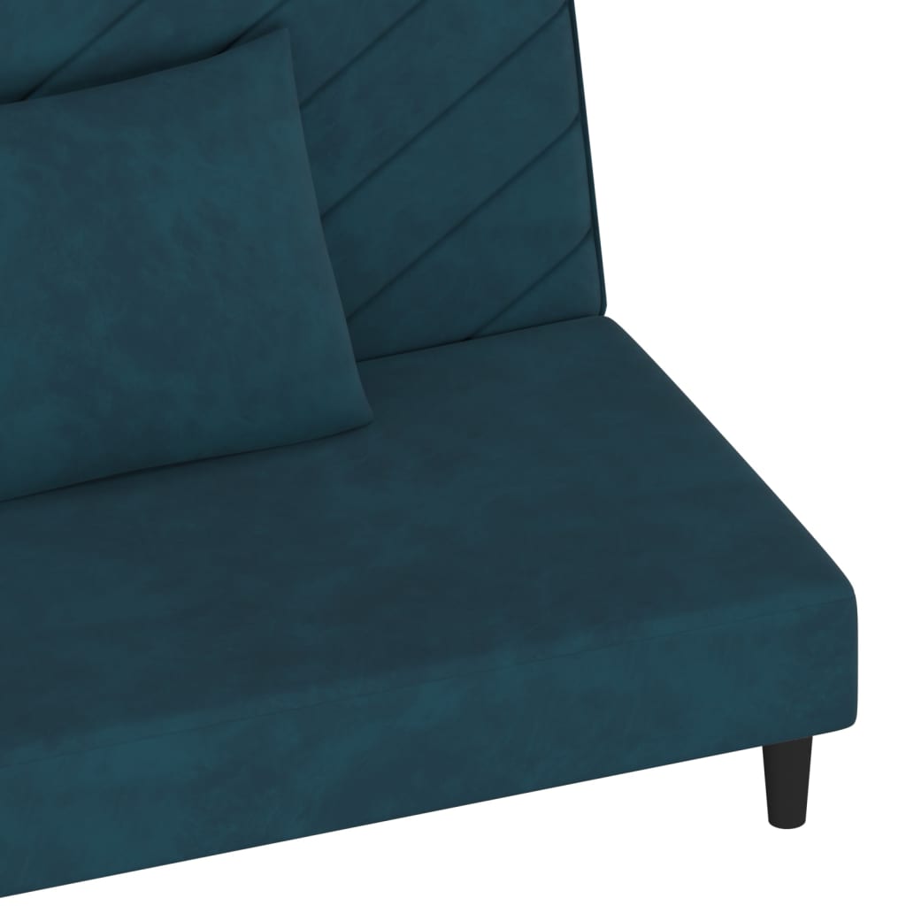 Slaapbank 2-zits met 2 kussens fluweel blauw
