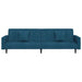 Slaapbank 2-zits met 2 kussens fluweel blauw