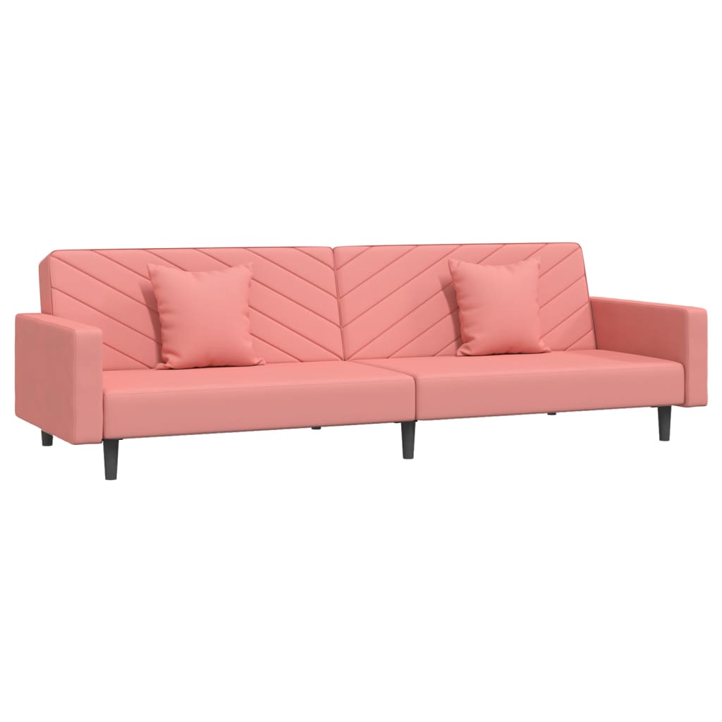 Slaapbank 2-zits met 2 kussens fluweel roze