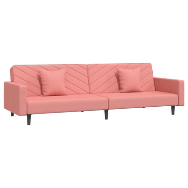 Slaapbank 2-zits met 2 kussens fluweel roze