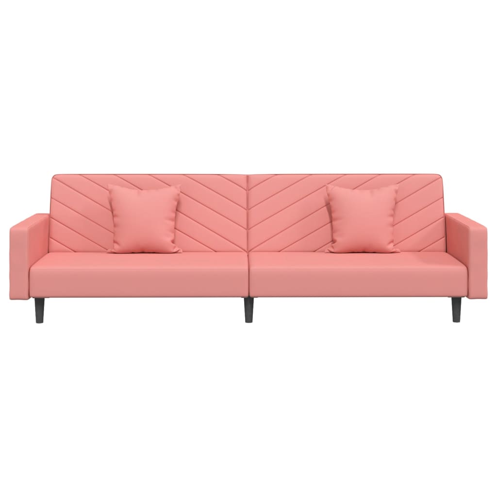 Slaapbank 2-zits met 2 kussens fluweel roze