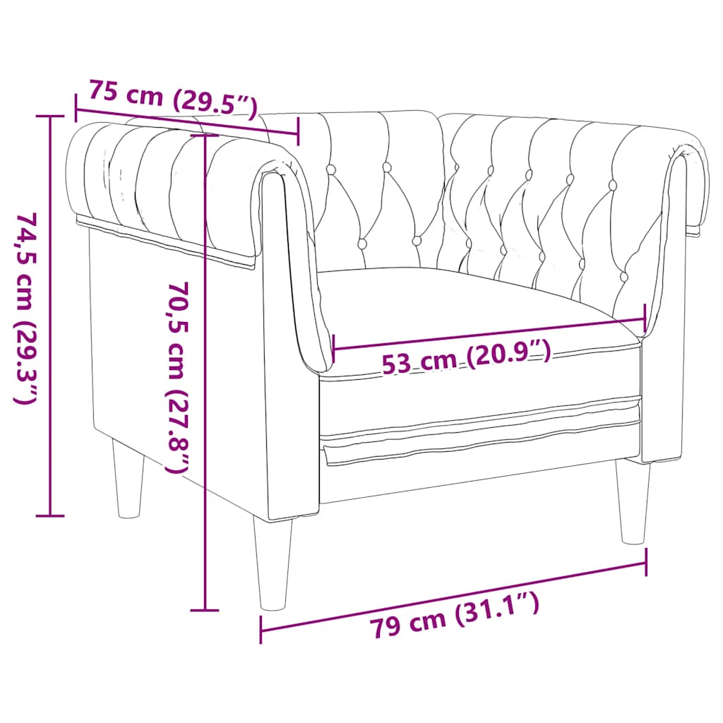 Fauteuil Chesterfield-stijl stof bruin