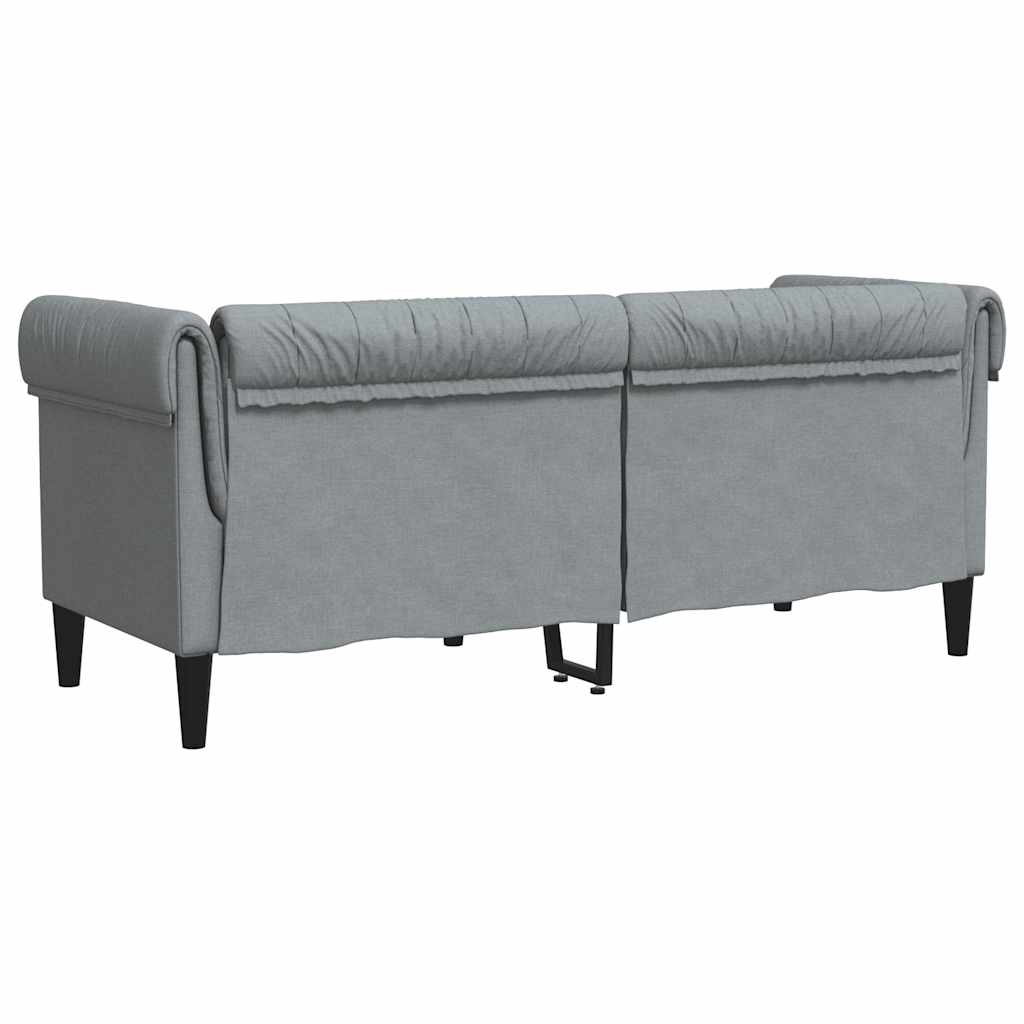 Tweezitsbank Chesterfield-stijl stof lichtgrijs