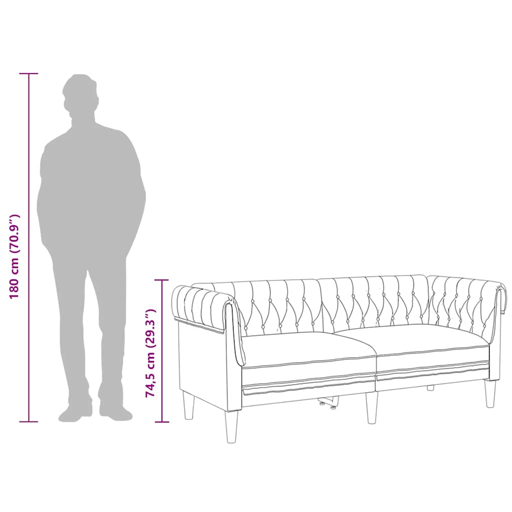 Tweezitsbank Chesterfield-stijl stof lichtgrijs