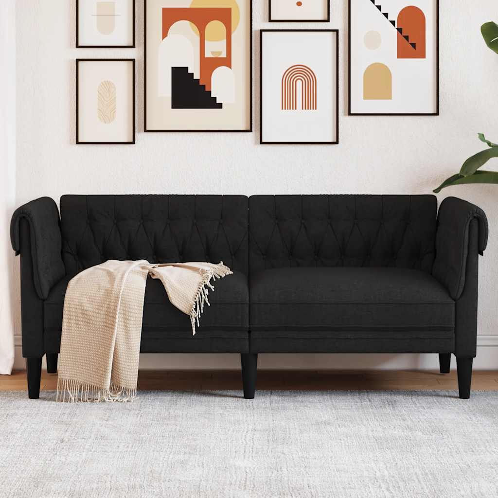 Tweezitsbank Chesterfield-stijl stof zwart