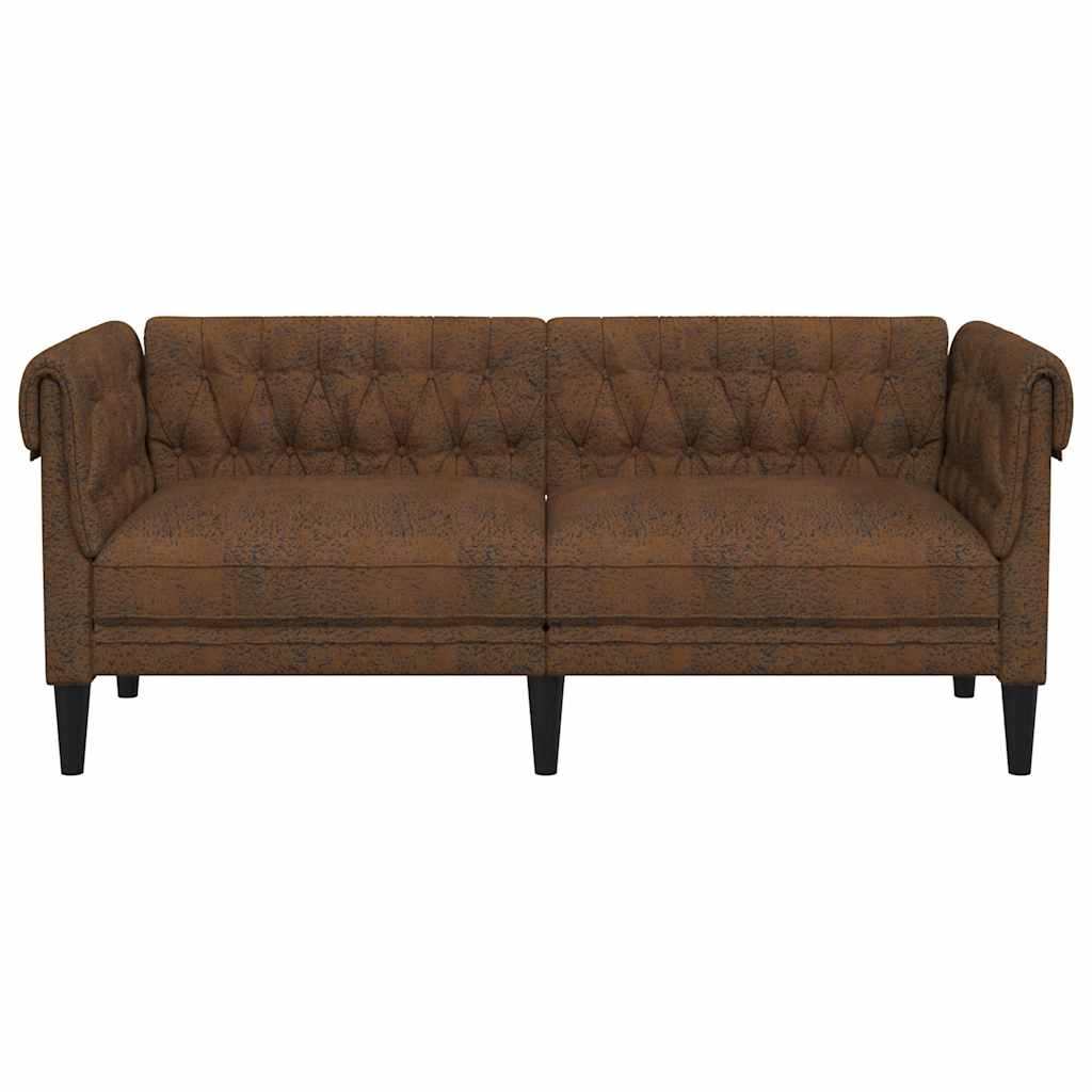 Tweezitsbank Chesterfield-stijl stof bruin