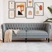 Driezitsbank Chesterfield-stijl stof lichtgrijs