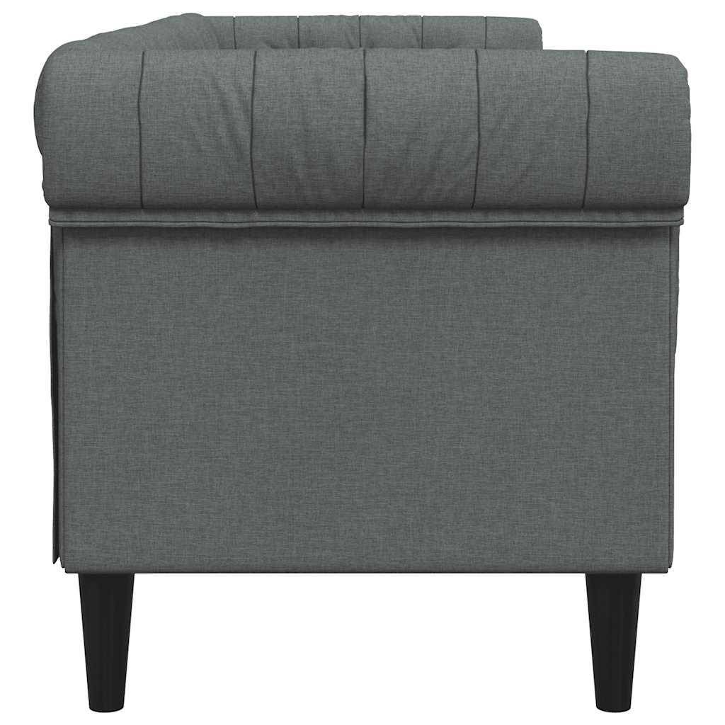 Driezitsbank Chesterfield-stijl stof donkergrijs