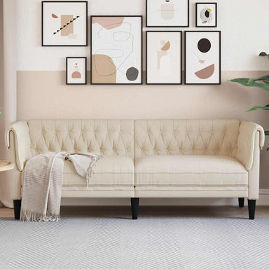 Driezitsbank Chesterfield-stijl linnen