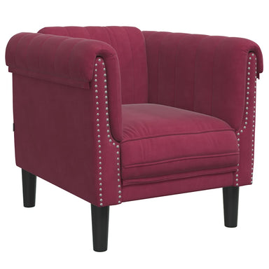 Fauteuil fluweel wijnrood