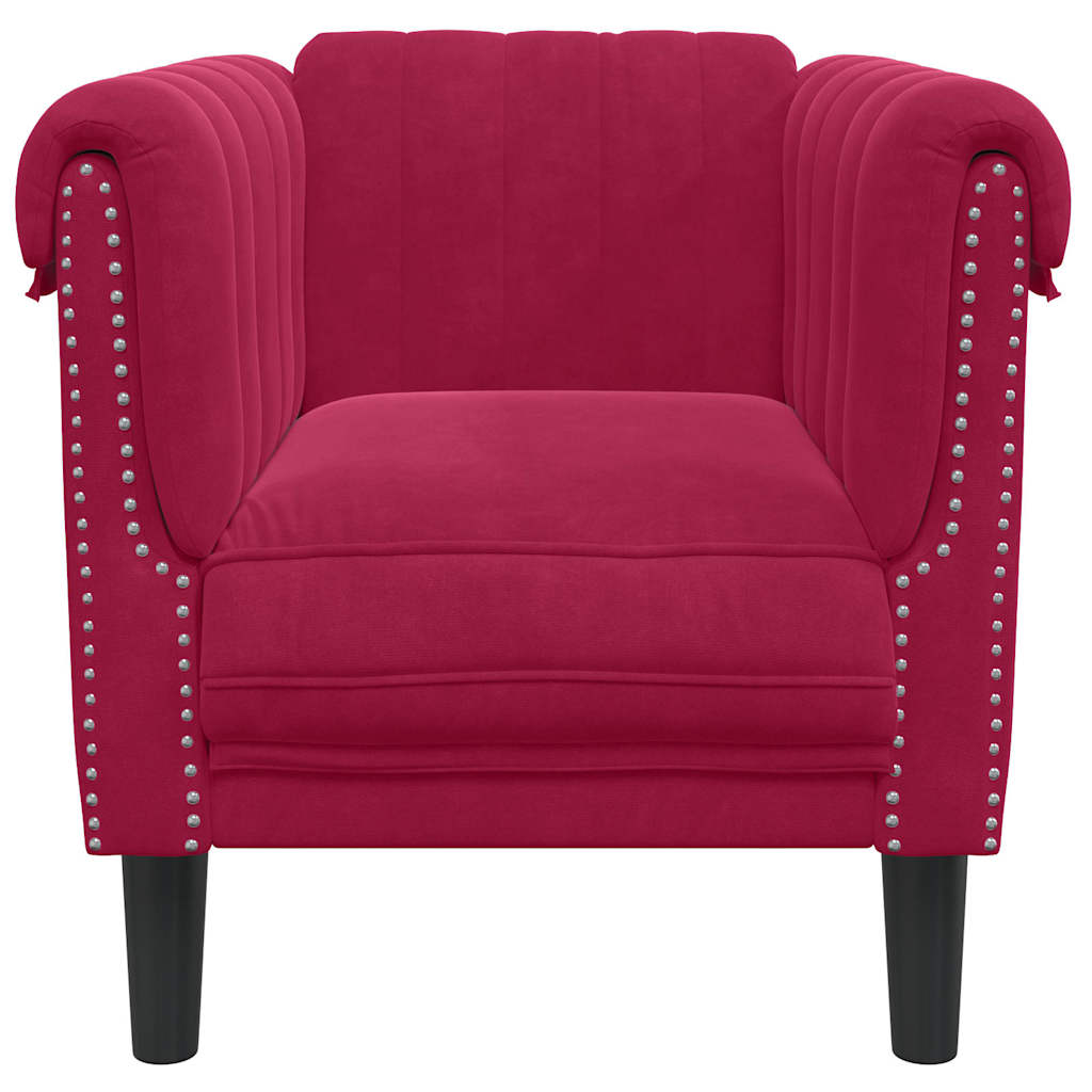 Fauteuil fluweel wijnrood