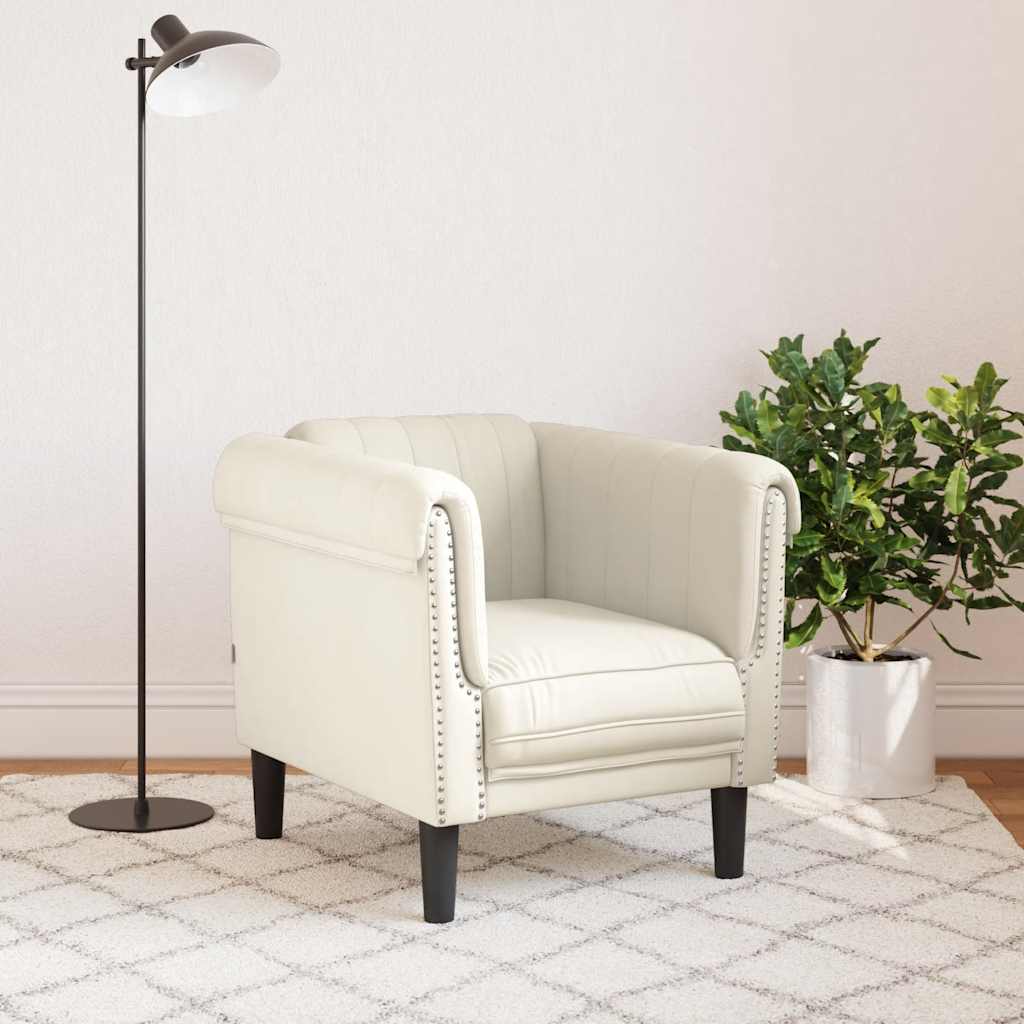 Fauteuil fluweel crèmekleurig