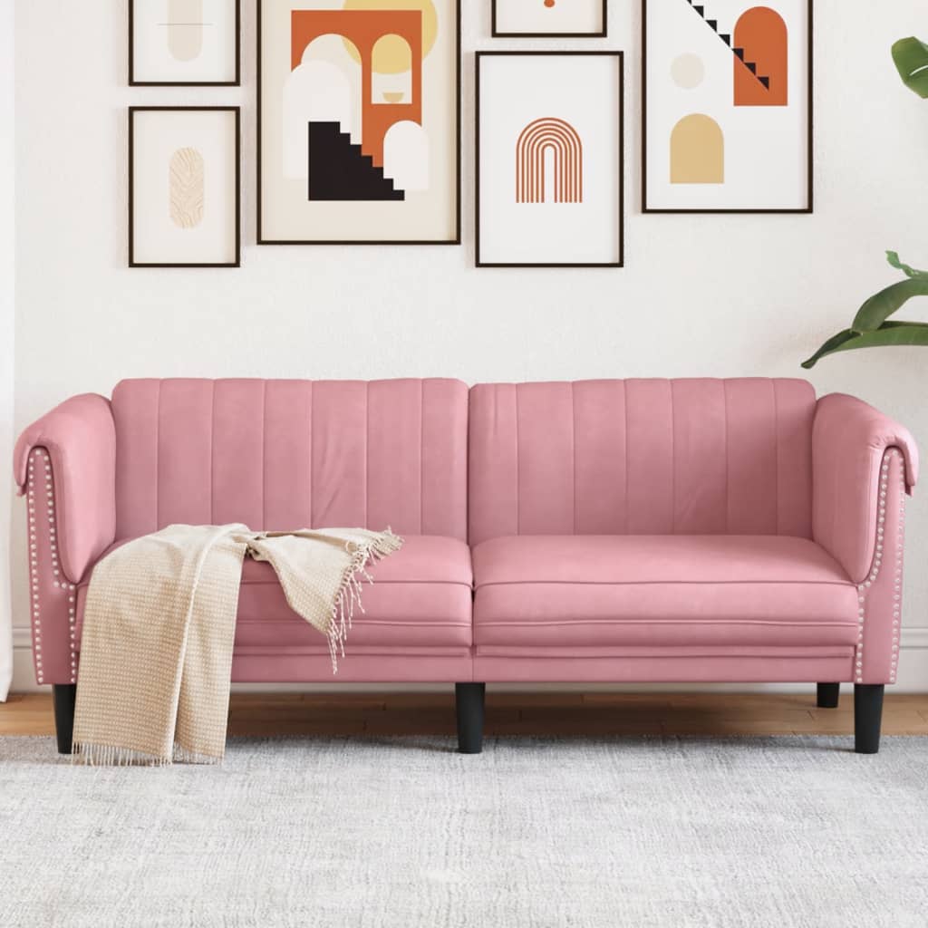 2-zitsbank fluweel roze