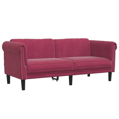 2-zitsbank fluweel wijnrood