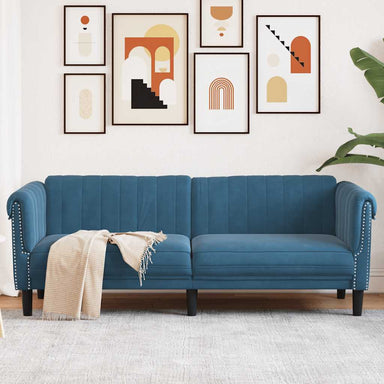 Driezitsbank fluweel blauw