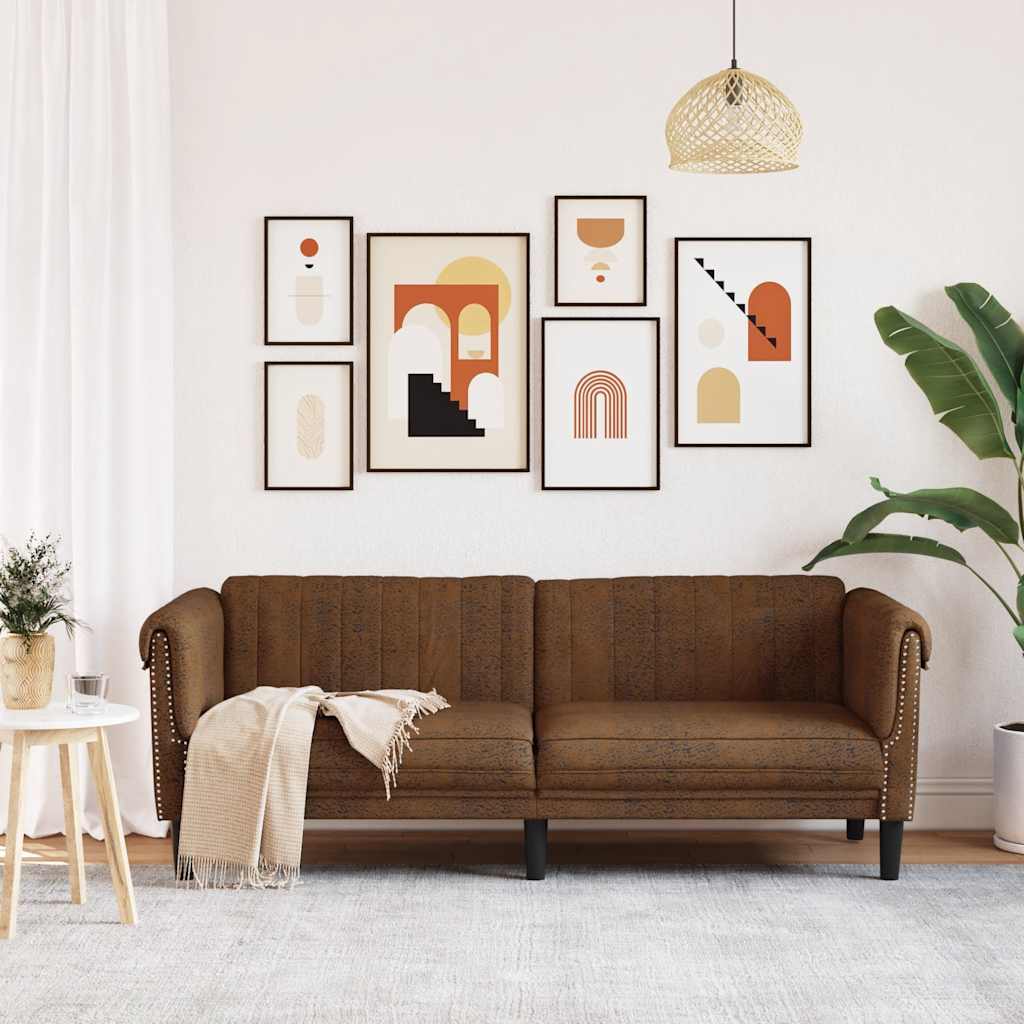 Driezitsbank kunstsuède bruin