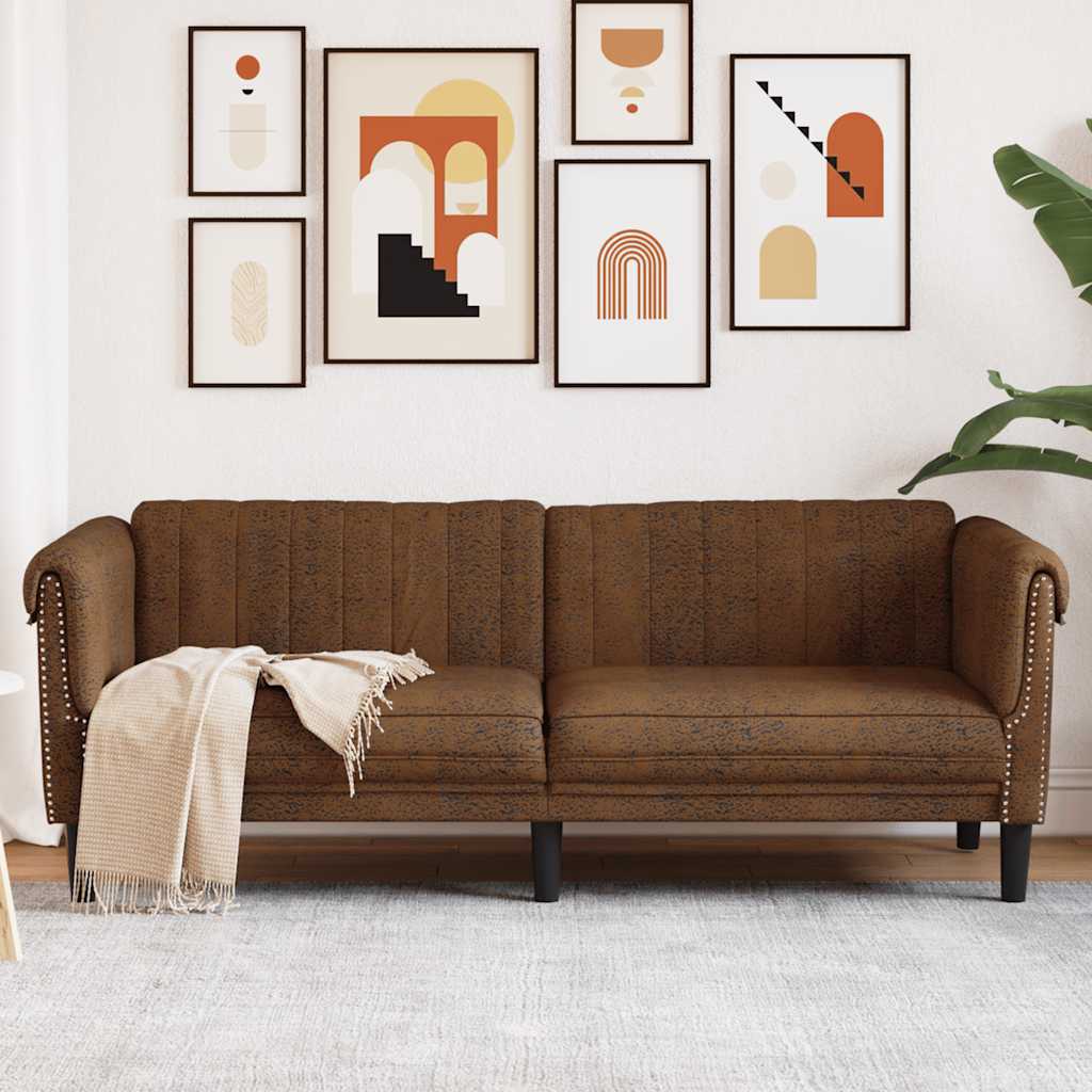 Driezitsbank kunstsuède bruin