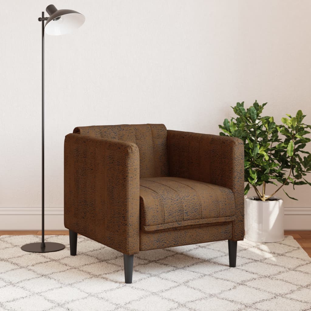 Fauteuil kunstsuède bruin