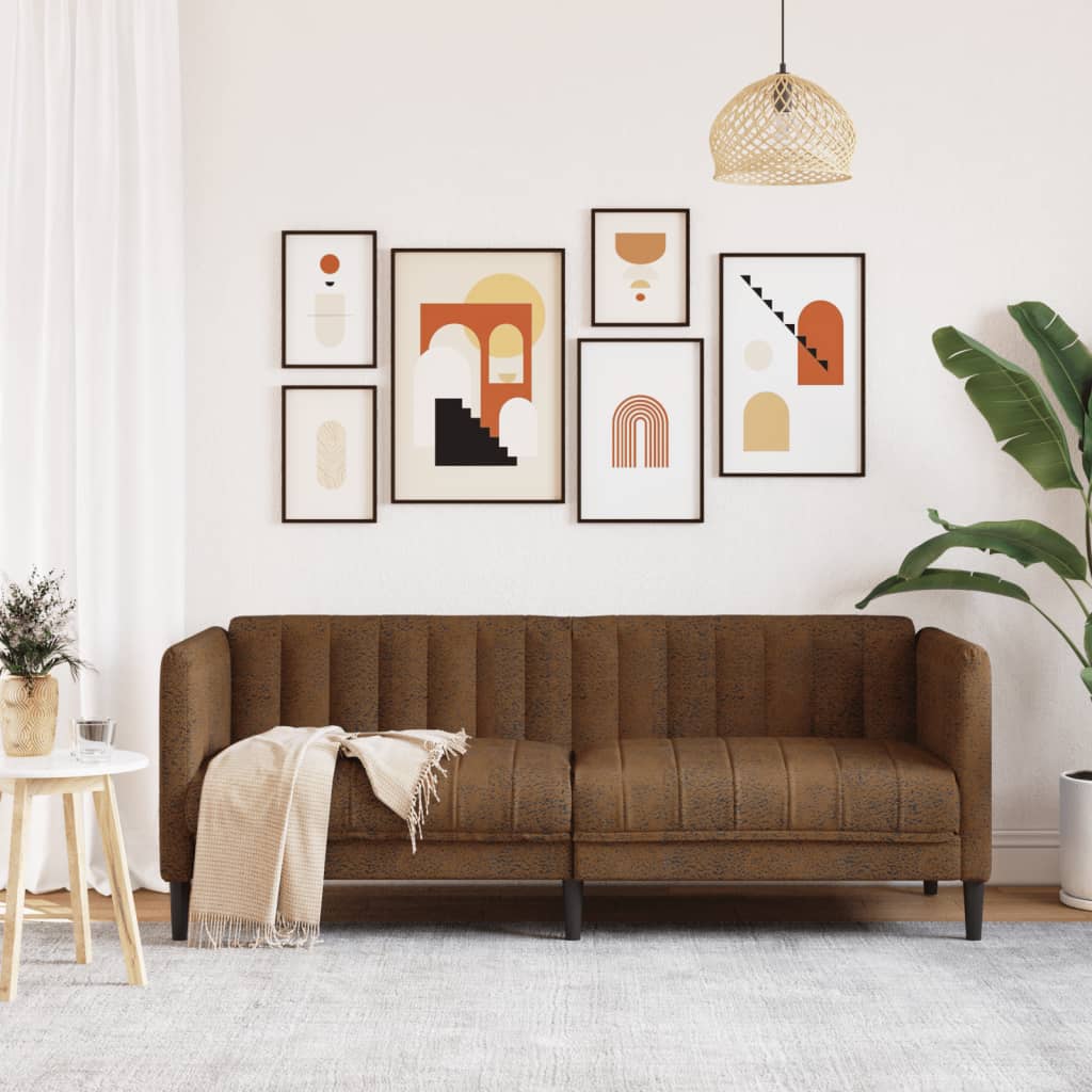 Bank 2-zits kunstsuède bruin
