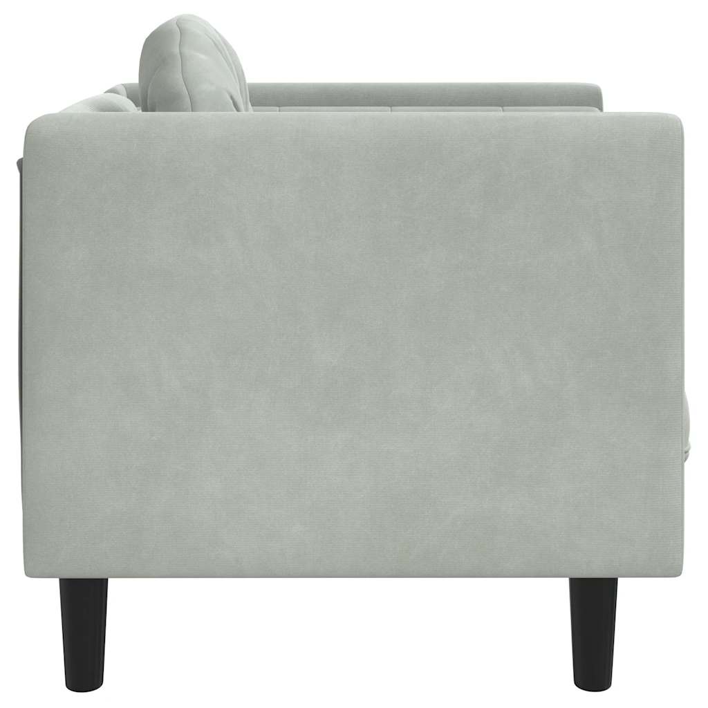 Fauteuil met kussen fluweel lichtgrijs