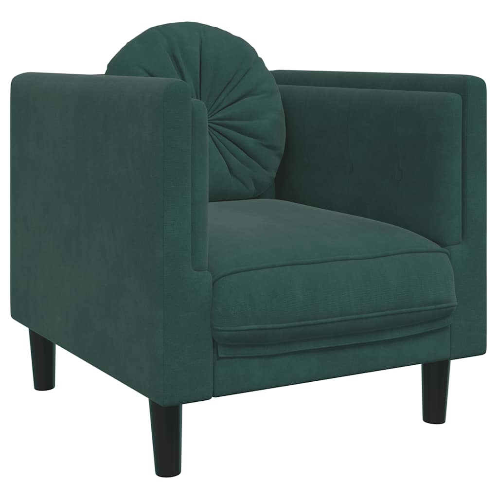 Fauteuil met kussen fluweel donkergroen