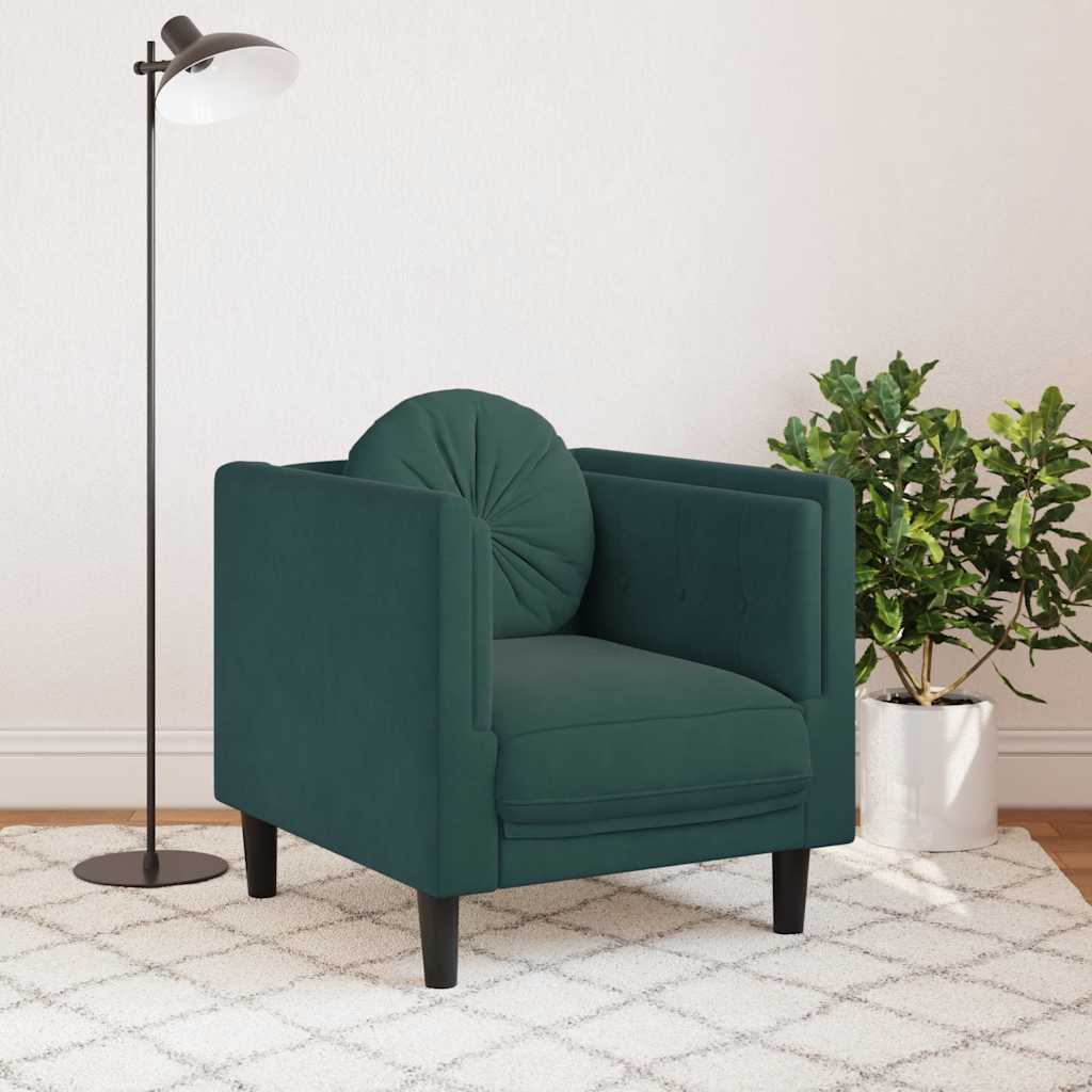 Fauteuil met kussen fluweel donkergroen