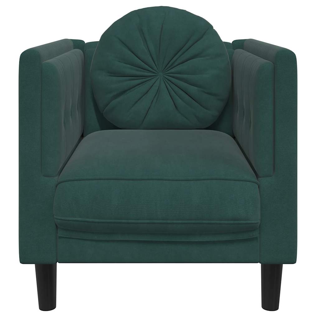 Fauteuil met kussen fluweel donkergroen