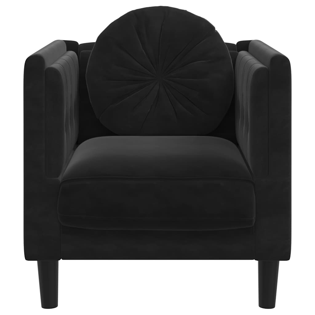 Fauteuil met kussen fluweel zwart