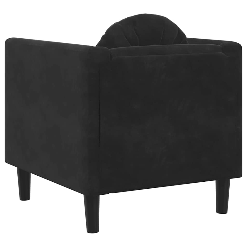 Fauteuil met kussen fluweel zwart
