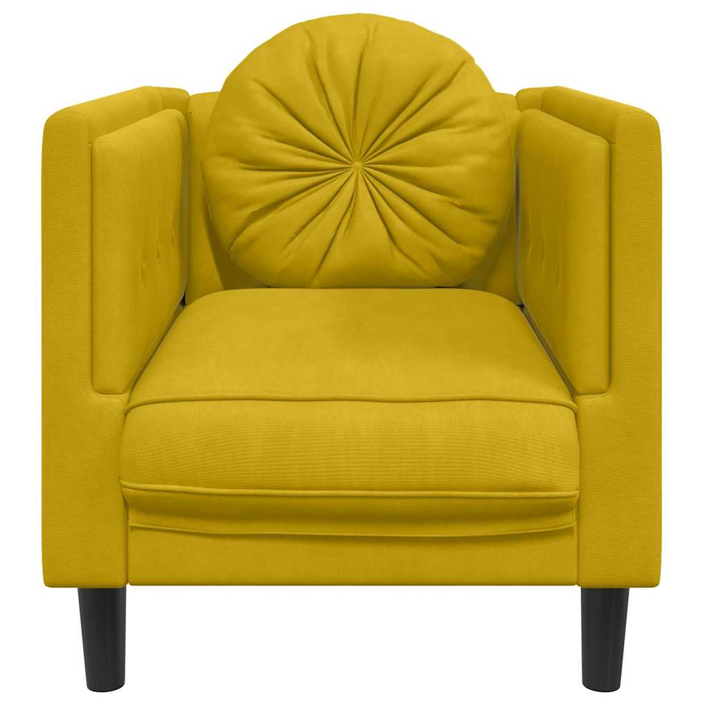 Fauteuil met kussen fluweel geel