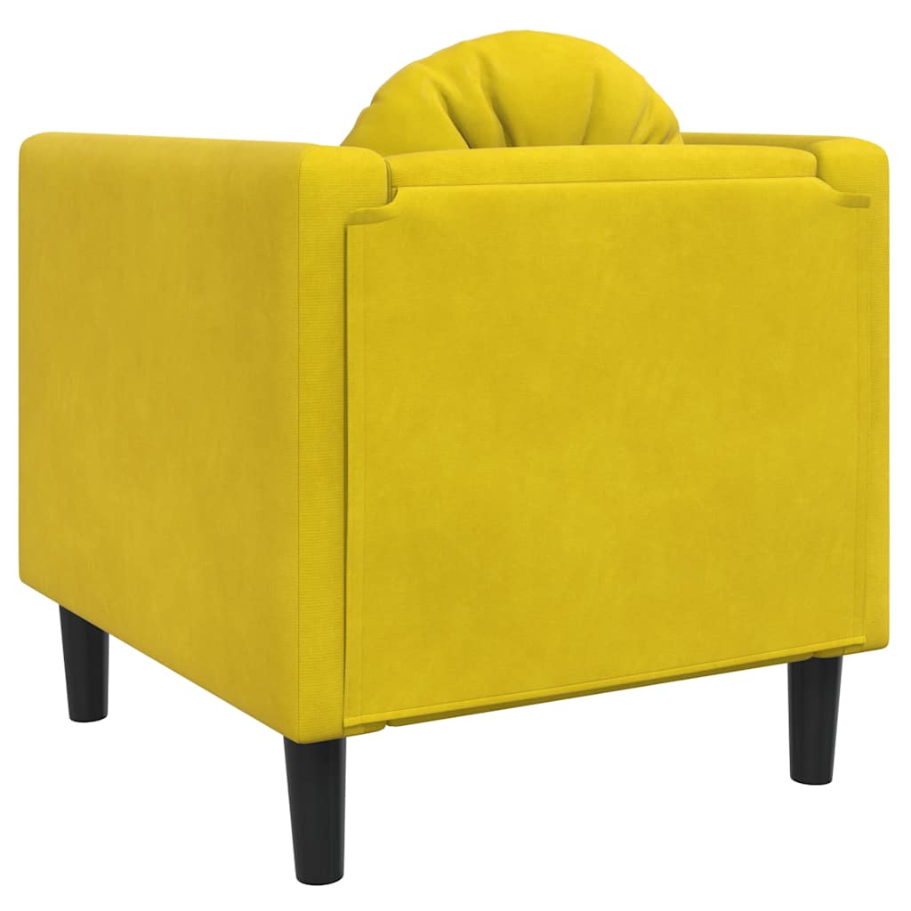 Fauteuil met kussen fluweel geel