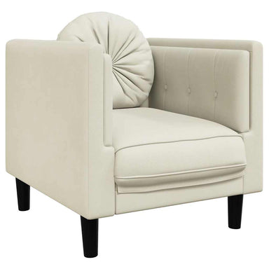 Fauteuil met kussen fluweel crèmekleurig