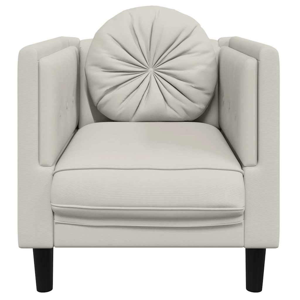 Fauteuil met kussen fluweel crèmekleurig