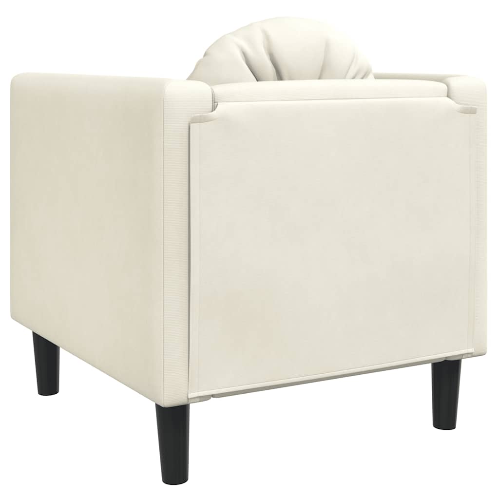 Fauteuil met kussen fluweel crèmekleurig