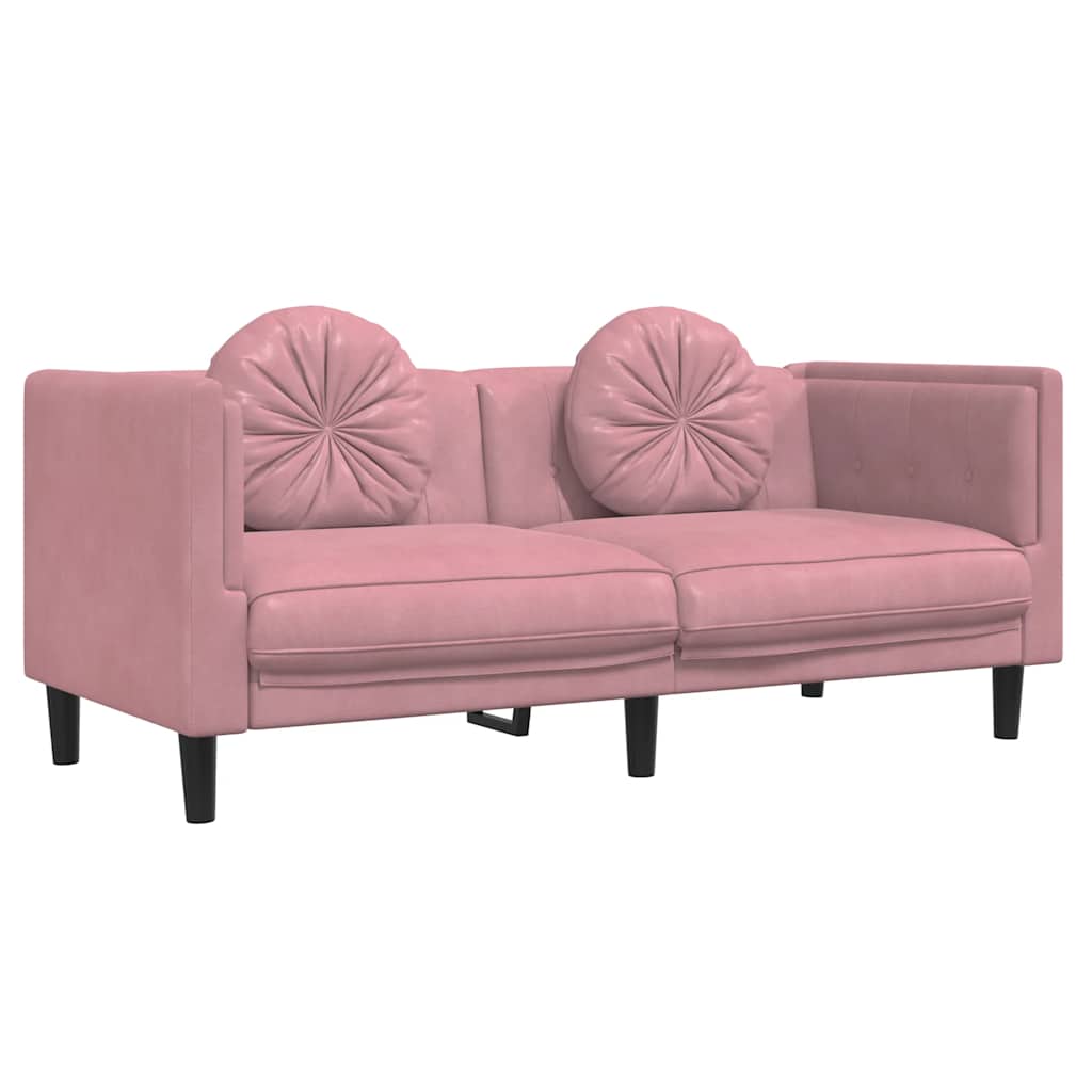 Bank met kussens 2-zits fluweel roze