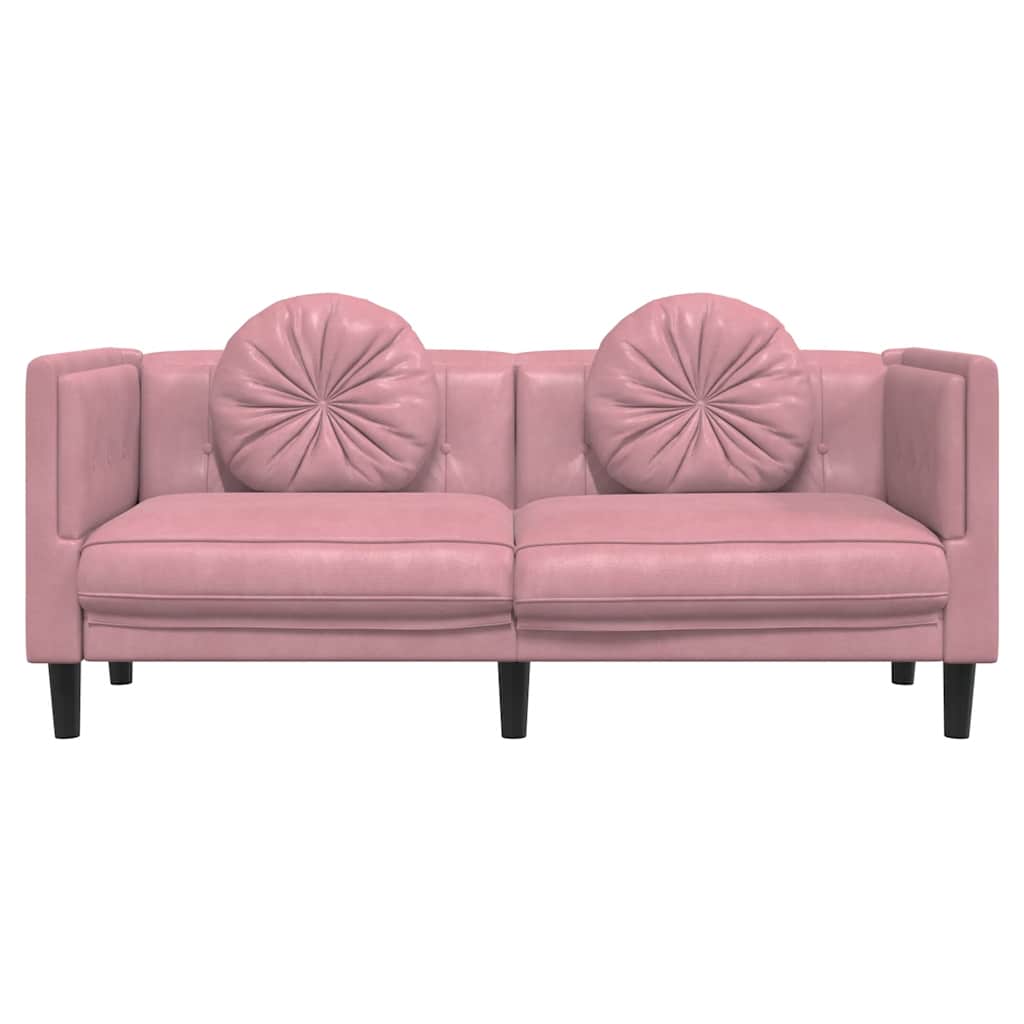 Bank met kussens 2-zits fluweel roze