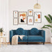Bank met kussens 2-zits fluweel blauw