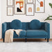 Bank met kussens 2-zits fluweel blauw