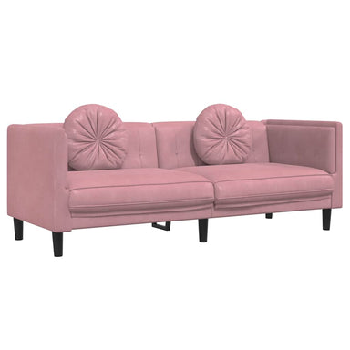 Bank met kussens 3-zits fluweel roze
