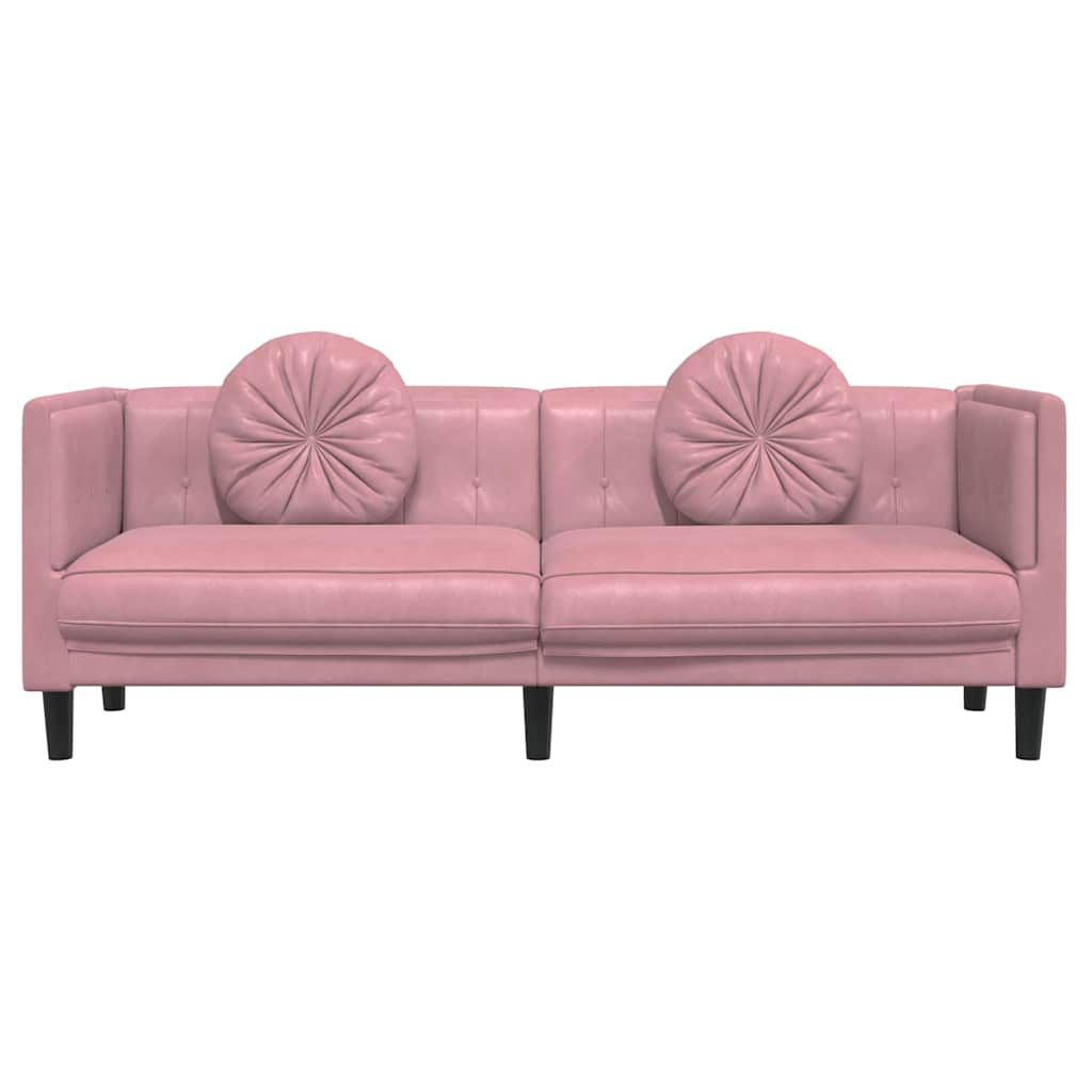 Bank met kussens 3-zits fluweel roze