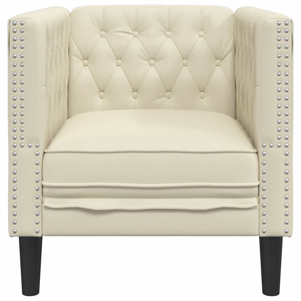 Fauteuil Chesterfield-stijl kunstleer crèmekleurig