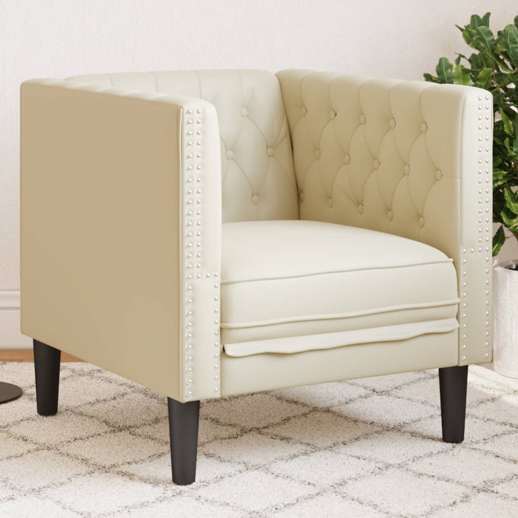 Fauteuil Chesterfield-stijl kunstleer crèmekleurig