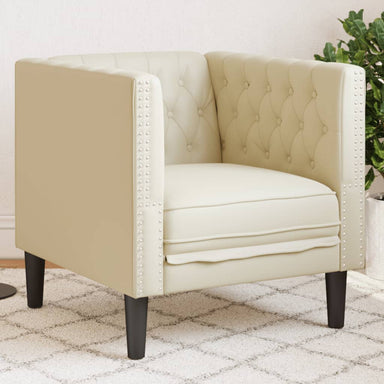 Fauteuil Chesterfield-stijl kunstleer crèmekleurig