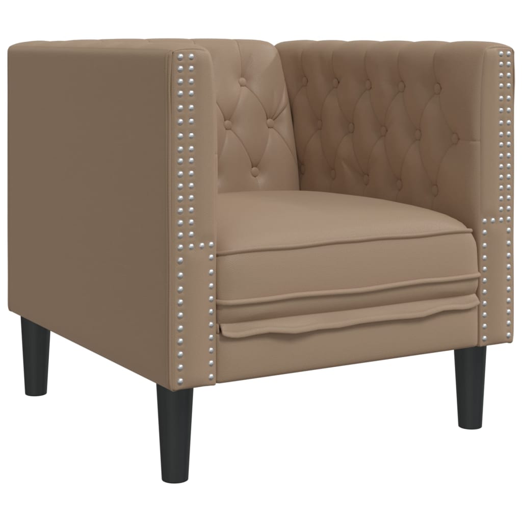 Fauteuil Chesterfield-stijl kunstleer cappuccinokleurig
