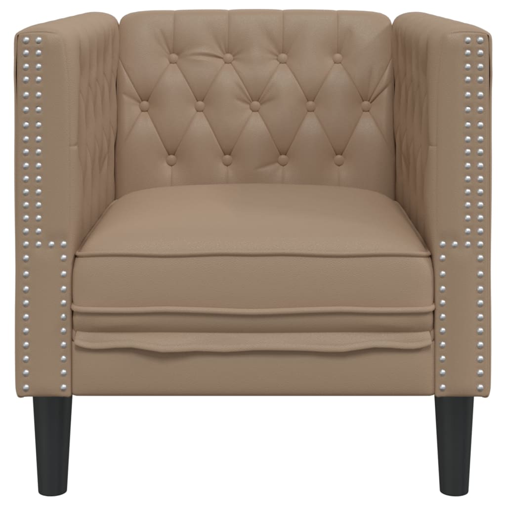 Fauteuil Chesterfield-stijl kunstleer cappuccinokleurig
