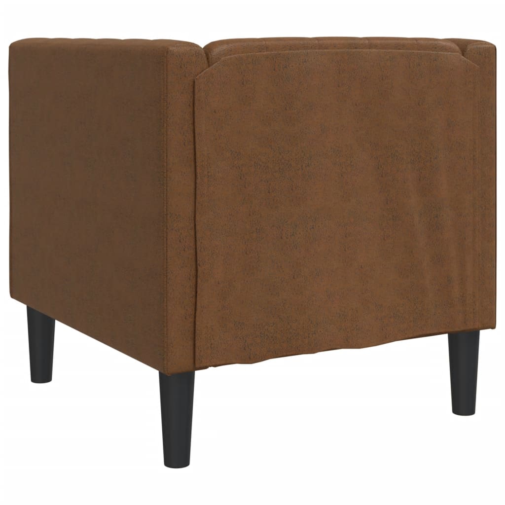 Fauteuil Chesterfield-stijl kunstsuède bruin