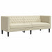 Driezitsbank Chesterfield-stijl kunstleer crèmekleurig