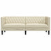 Driezitsbank Chesterfield-stijl kunstleer crèmekleurig